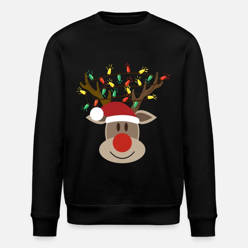 Moose Head Rudolph Moose Reindeer - Stanley/Stella ROLLER Unisex Organic Sweatshirt - black