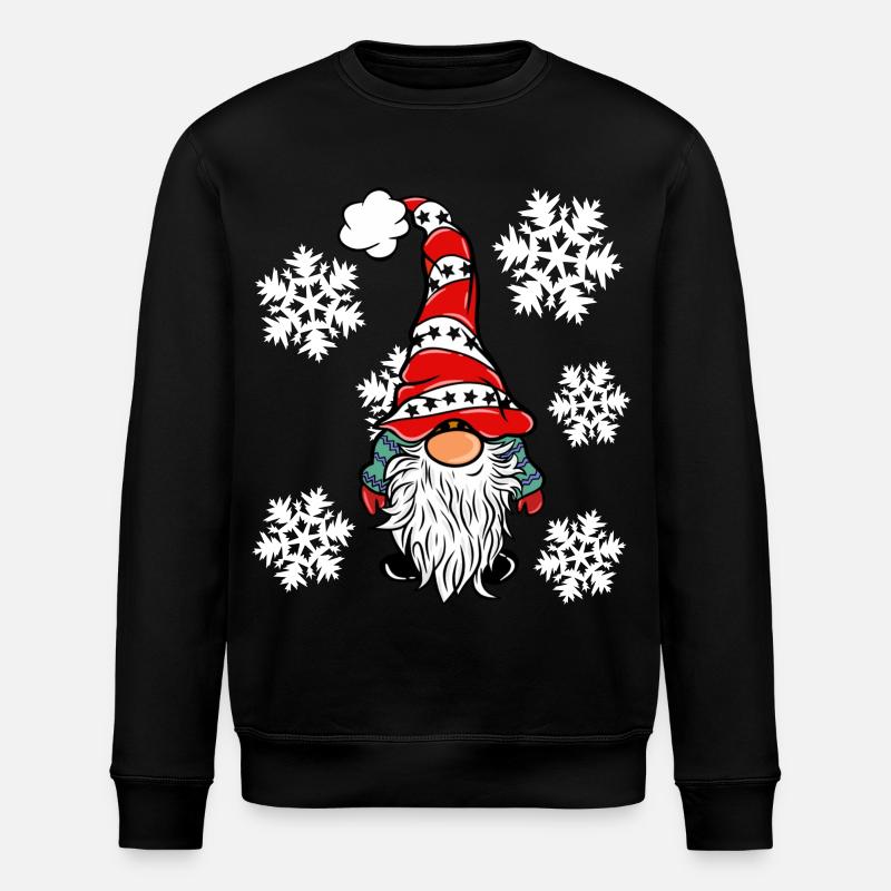 Wichtel mit Schneeflocken - Stanley/Stella Unisex Bio-Sweatshirt ROLLER - Schwarz