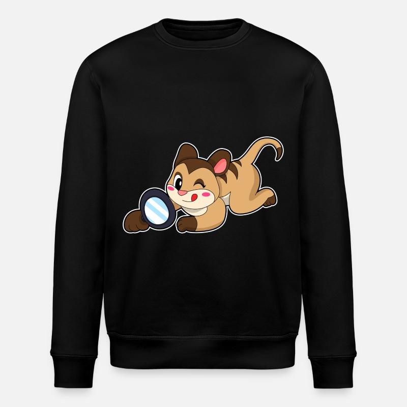 Erdmännchen mit Lupe - Stanley/Stella Unisex Bio-Sweatshirt ROLLER - Schwarz