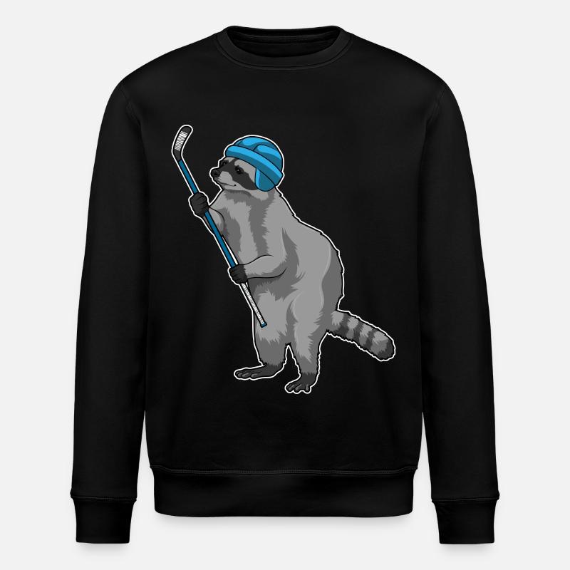 Waschbär Eishockey Eishockeyschläger - Stanley/Stella ROLLER Unisex Organic Sweatshirt - black