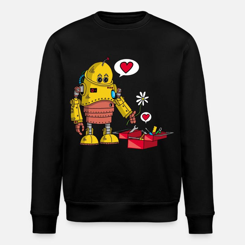 Verliebter Roboter - Stanley/Stella Unisex Bio-Sweatshirt ROLLER - Schwarz