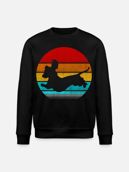 retro vinatge dachshund - Stanley/Stella ROLLER Unisex Organic Sweatshirt - black