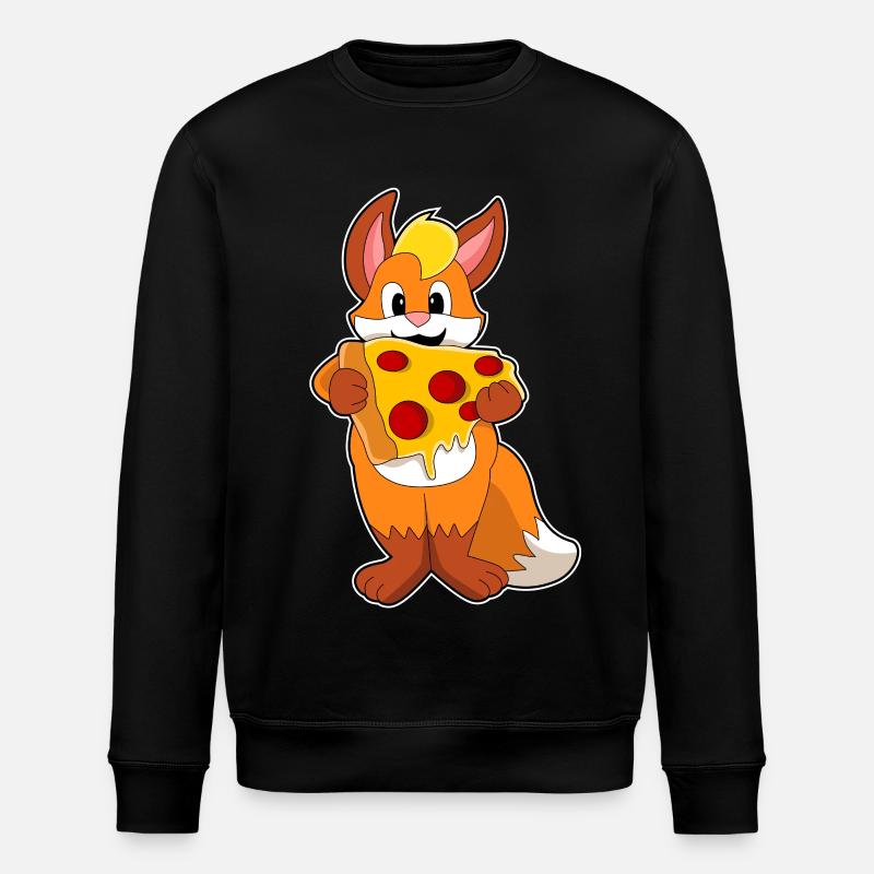 Fuchs mit Pizza - Stanley/Stella Unisex Bio-Sweatshirt ROLLER - Schwarz