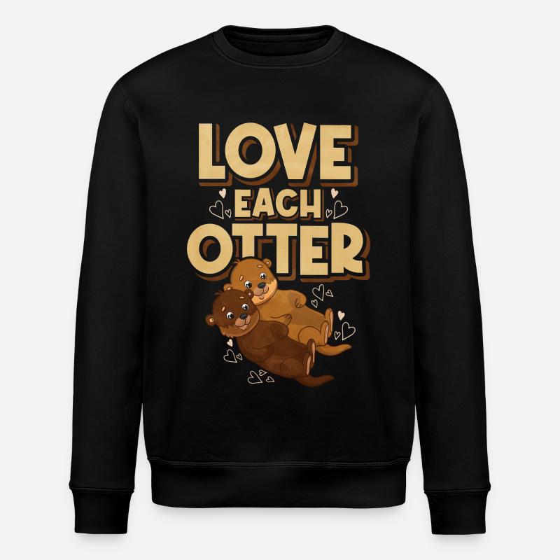 gift idea - love each otter - Stanley/Stella ROLLER Unisex Organic Sweatshirt - black