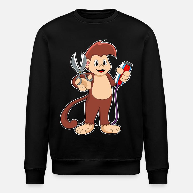 Ciseaux de coiffeur singe - Sweat bio ROLLER Stanley/Stella Unisexe - noir
