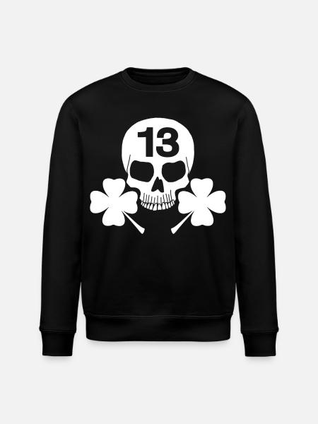 Lucky White Skull - Stanley/Stella ROLLER Unisex Organic Sweatshirt - black