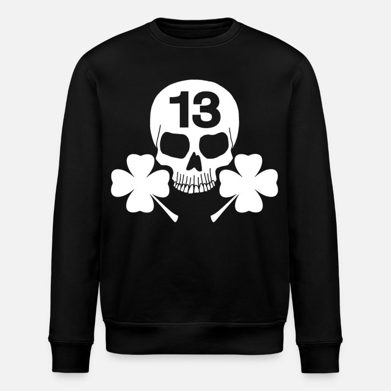 Crâne blanc porte-bonheur - Sweat bio ROLLER Stanley/Stella Unisexe - noir