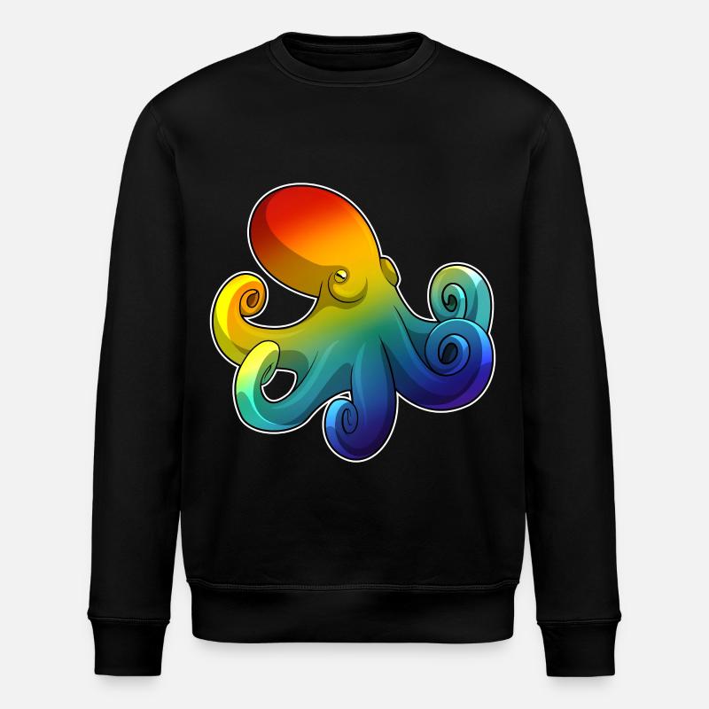 Octopus Rainbow - Stanley/Stella ROLLER Unisex Organic Sweatshirt - black