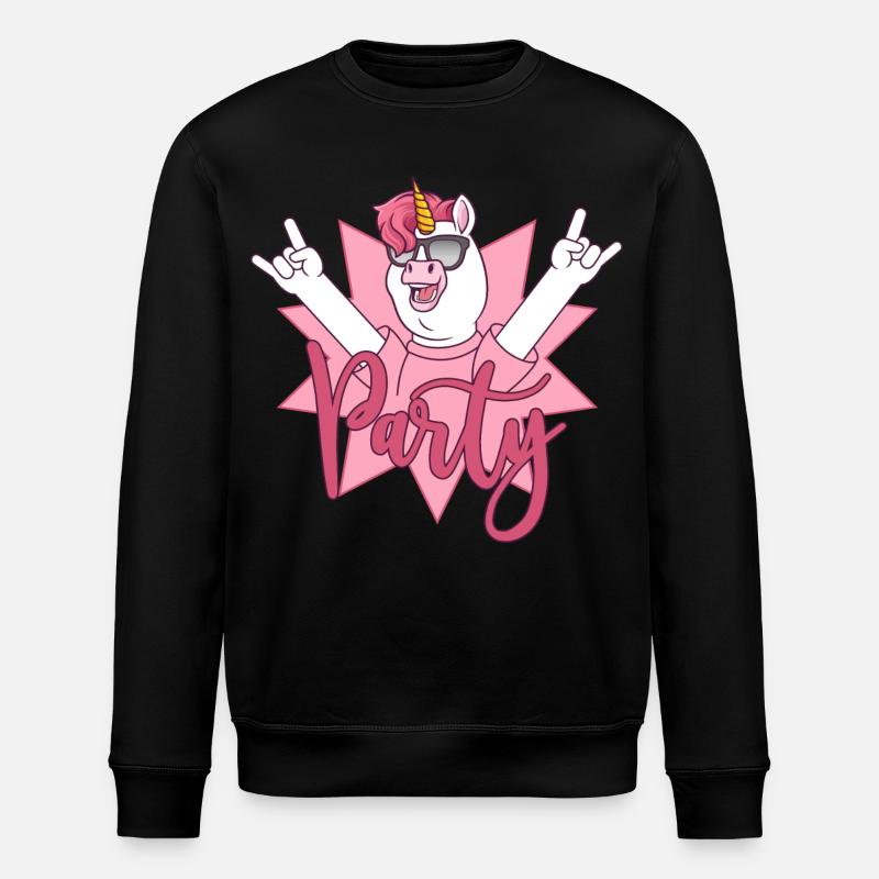 Party Unicorn - Stanley/Stella ROLLER Unisex Organic Sweatshirt - black