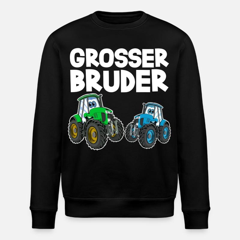 Grosser Bruder Traktor - Stanley/Stella Unisex Bio-Sweatshirt ROLLER - Schwarz