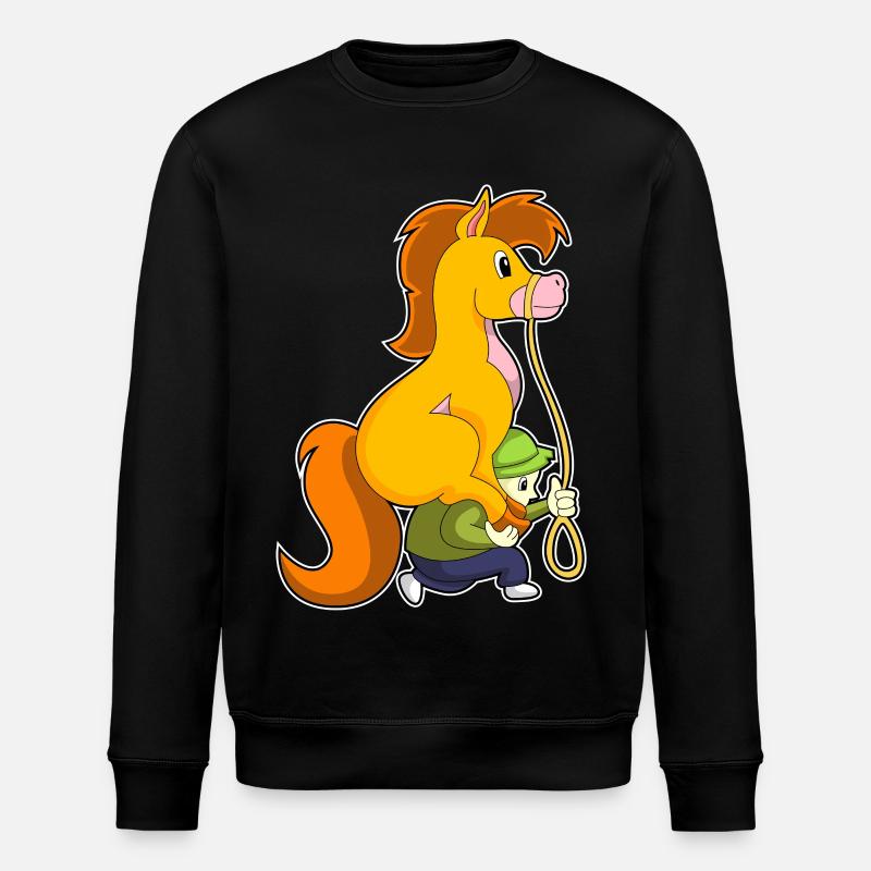 Cheval avec garçon - Sweat bio ROLLER Stanley/Stella Unisexe - noir