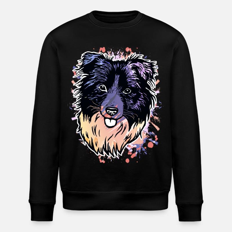 Border Collie Farbklecks - Stanley/Stella Unisex Bio-Sweatshirt ROLLER - Schwarz