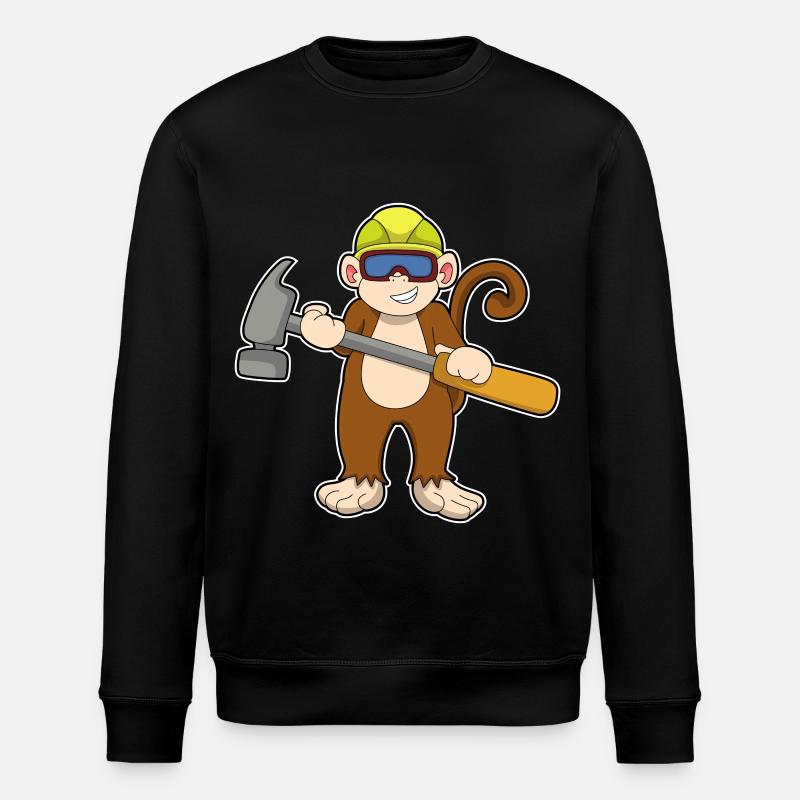 Monkey Craftsman Hammer Craft - Stanley/Stella ROLLER Unisex Organic Sweatshirt - black