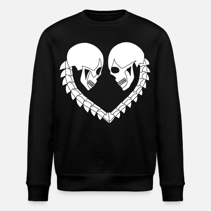 Herz aus weißen Schädeln - Stanley/Stella Unisex Bio-Sweatshirt ROLLER - Schwarz