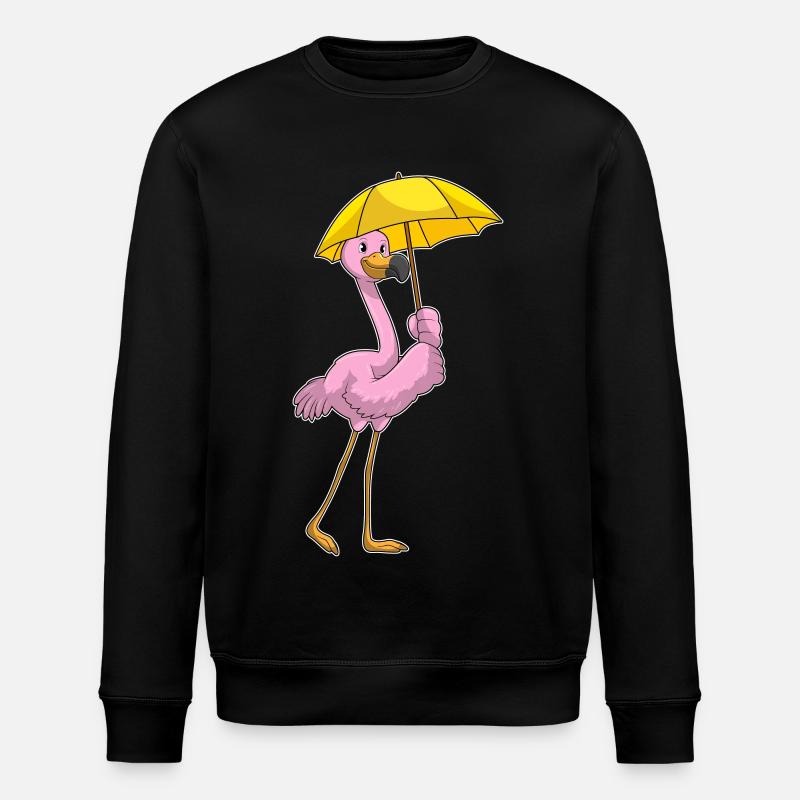 Flamingo Umbrella - Stanley/Stella ROLLER Unisex Organic Sweatshirt - black