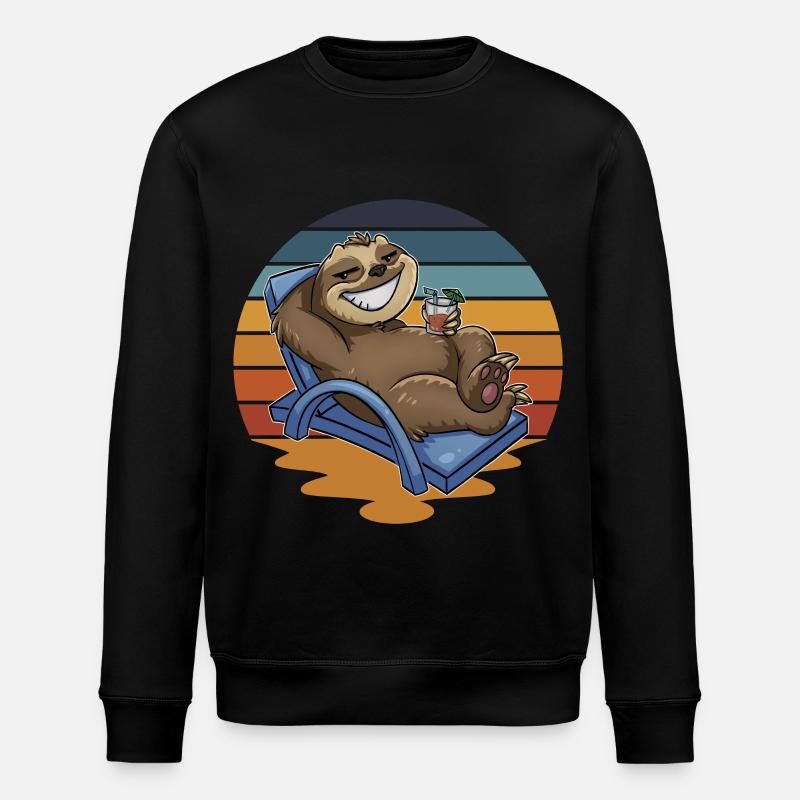 Faultier Urlauber Urlaub - Stanley/Stella Unisex Bio-Sweatshirt ROLLER - Schwarz
