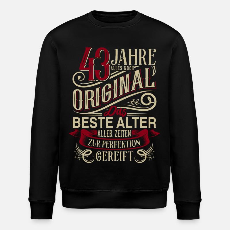 43. Geburtstag Vintage Retro - Stanley/Stella Unisex Bio-Sweatshirt ROLLER - Schwarz