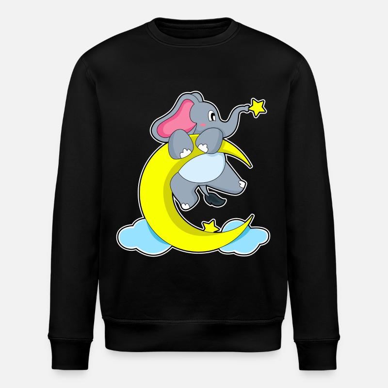 Elefant auf Wolken - Stanley/Stella Unisex Bio-Sweatshirt ROLLER - Schwarz
