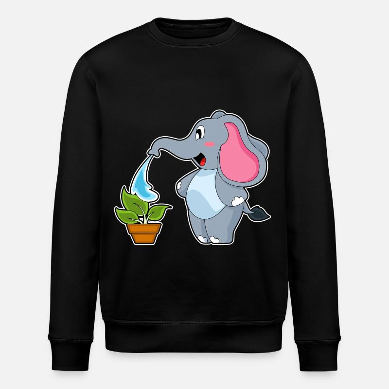 Éléphant avec plante - Sweat bio ROLLER Stanley/Stella Unisexe - noir