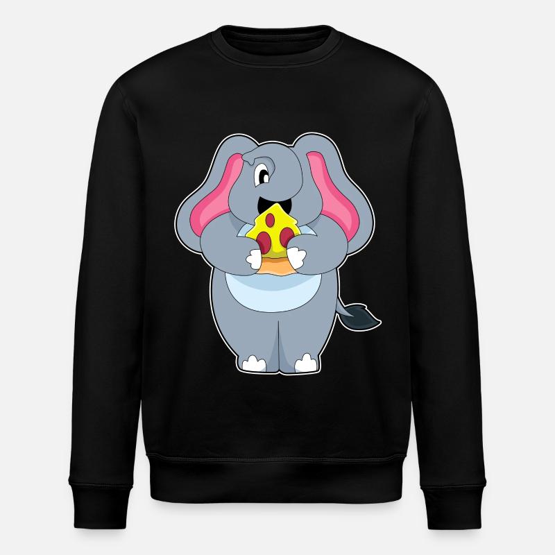 Elephant Pizza - Stanley/Stella ROLLER Unisex Organic Sweatshirt - black