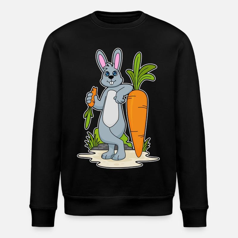 Hase mit Karotte - Stanley/Stella Unisex Bio-Sweatshirt ROLLER - Schwarz