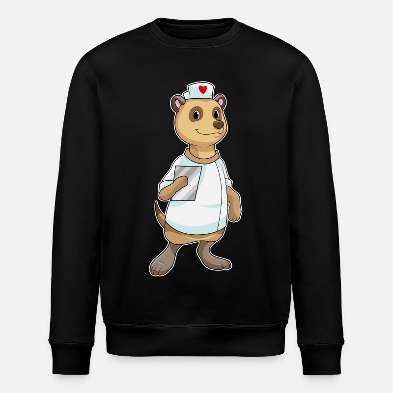 Erdmännchen Krankenschwester Herz - Stanley/Stella Unisex Bio-Sweatshirt ROLLER - Schwarz
