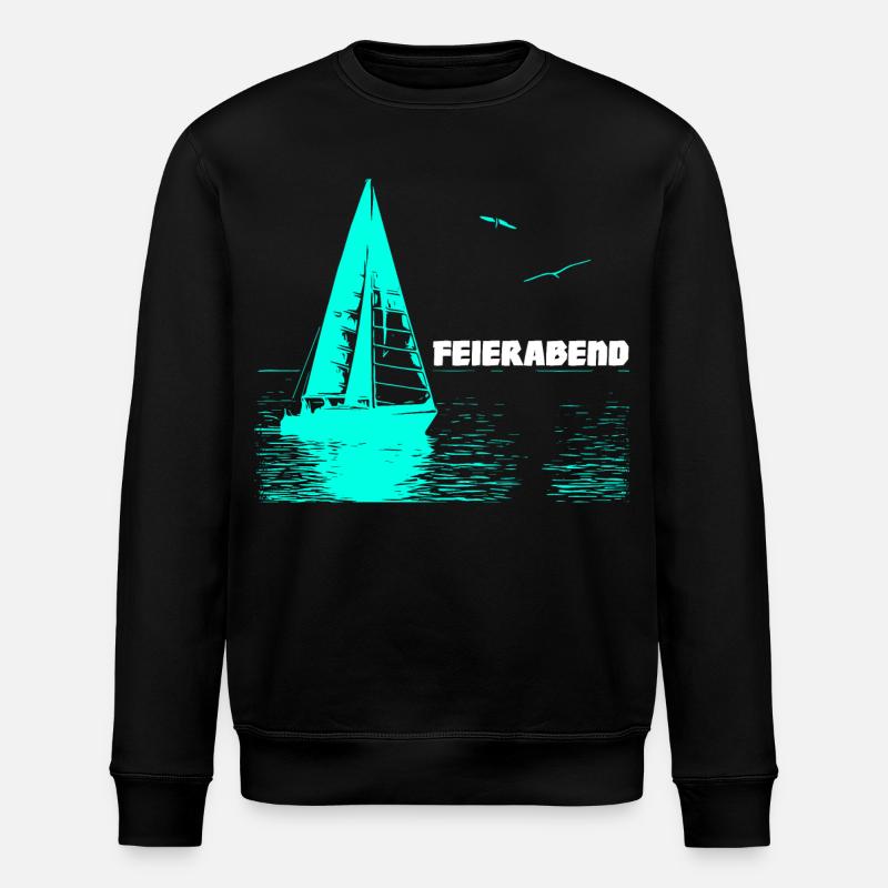 Feierabend Segelboot und 2 Möwen - Stanley/Stella Unisex Bio-Sweatshirt ROLLER - Schwarz
