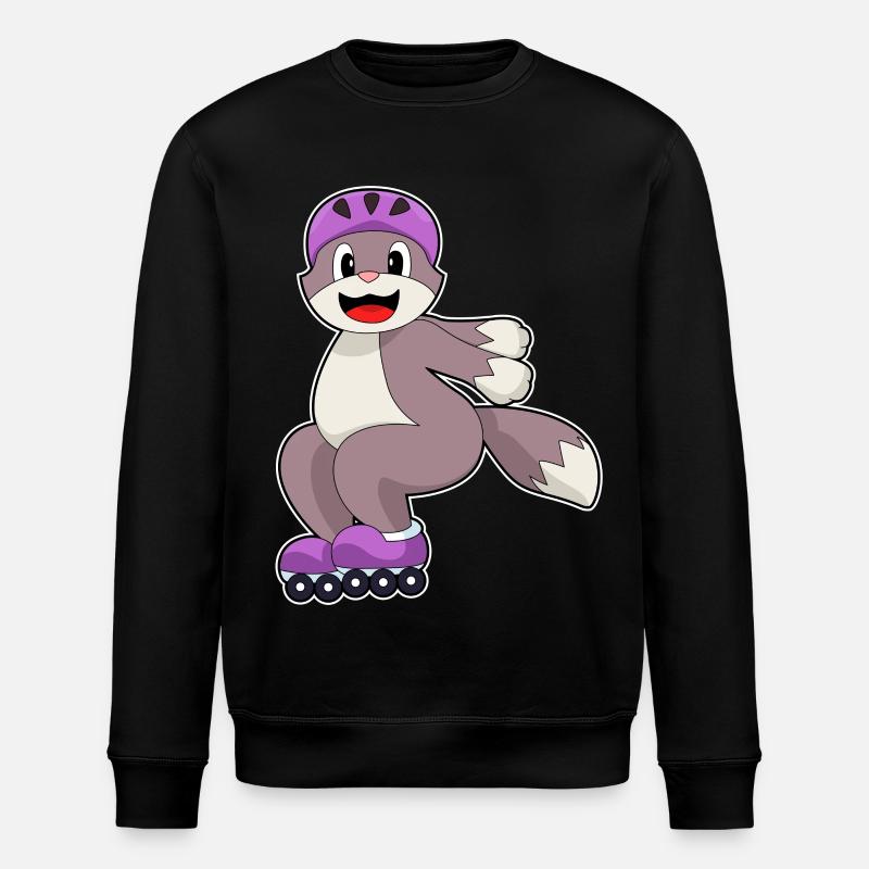 Katze mit Rollschuhe - Stanley/Stella Unisex Bio-Sweatshirt ROLLER - Schwarz