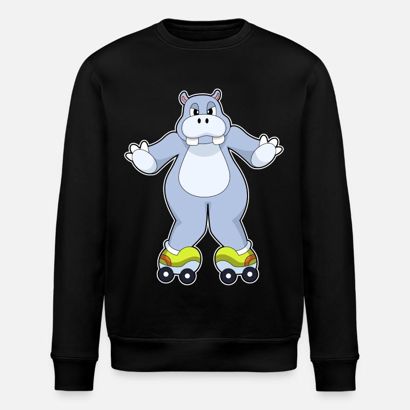 Nilpferd Rollschuhfahren Rollschuhe - Stanley/Stella Unisex Bio-Sweatshirt ROLLER - Schwarz