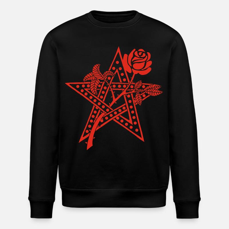 Die rote Rose und der Stern - Stanley/Stella Unisex Bio-Sweatshirt ROLLER - Schwarz