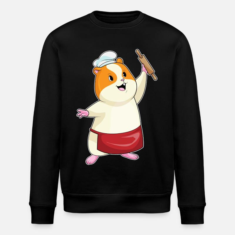Hamster als Bäcker mit Nudelholz - Stanley/Stella Unisex Bio-Sweatshirt ROLLER - Schwarz