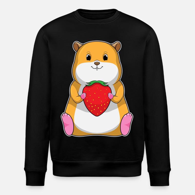 Hamster Strawberry - Stanley/Stella ROLLER Unisex Organic Sweatshirt - black