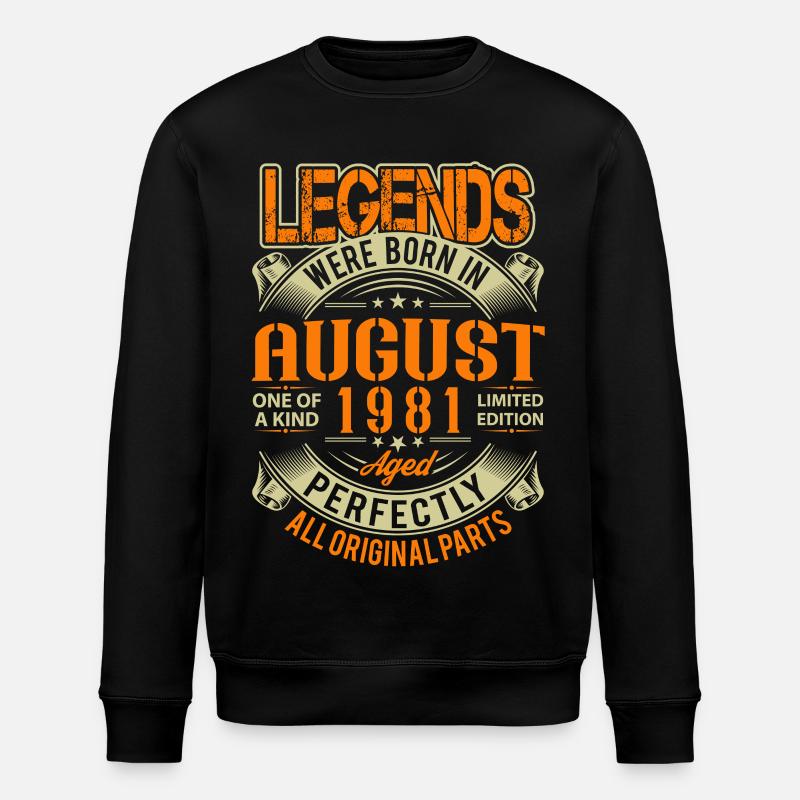 Légende d’anniversaire d’août 1981 - Sweat bio ROLLER Stanley/Stella Unisexe - noir