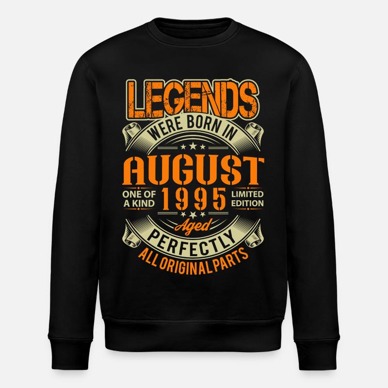 1995 August Birthday Legend - Stanley/Stella ROLLER Unisex Organic Sweatshirt - black