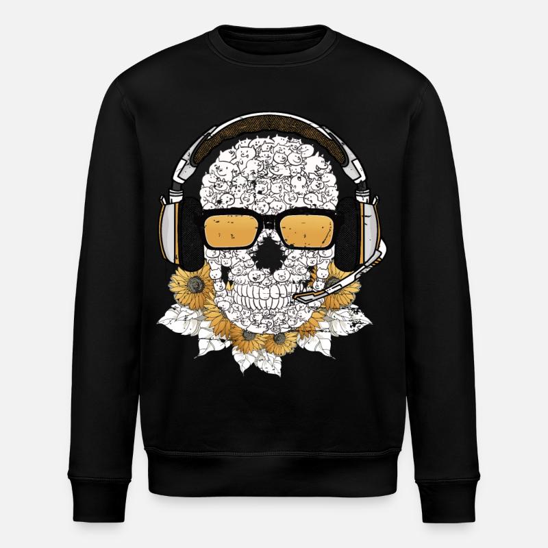 Musik Skull - Stanley/Stella Unisex Bio-Sweatshirt ROLLER - Schwarz