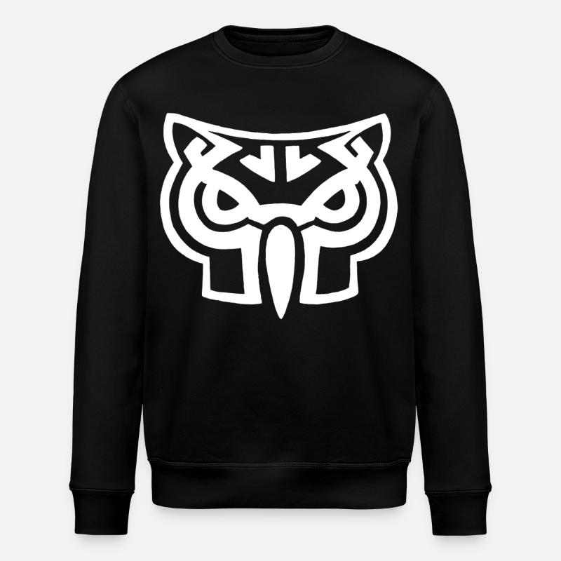 White owl head - Stanley/Stella ROLLER Unisex Organic Sweatshirt - black
