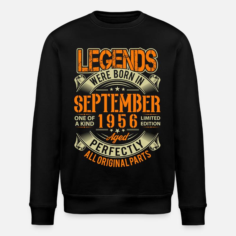 1956 September Birthday Legend - Stanley/Stella ROLLER Unisex Organic Sweatshirt - black
