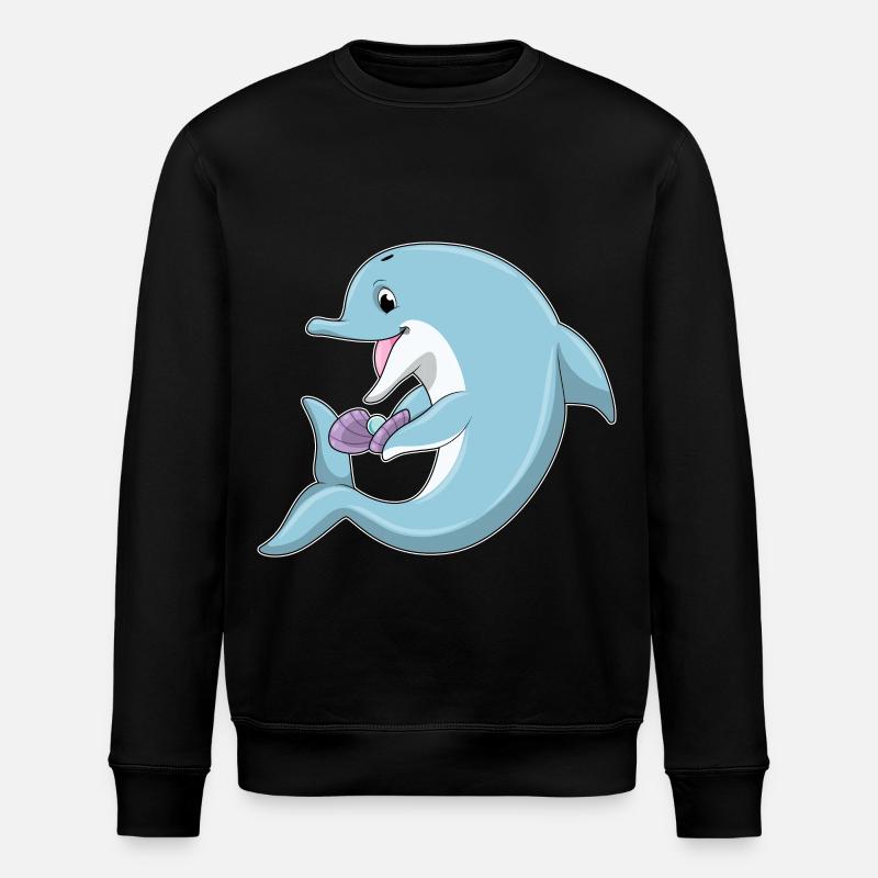 Dolphin Pearl - Stanley/Stella ROLLER Unisex Organic Sweatshirt - black