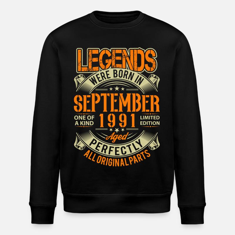 1991 Septembre Légende d’anniversaire - Sweat bio ROLLER Stanley/Stella Unisexe - noir
