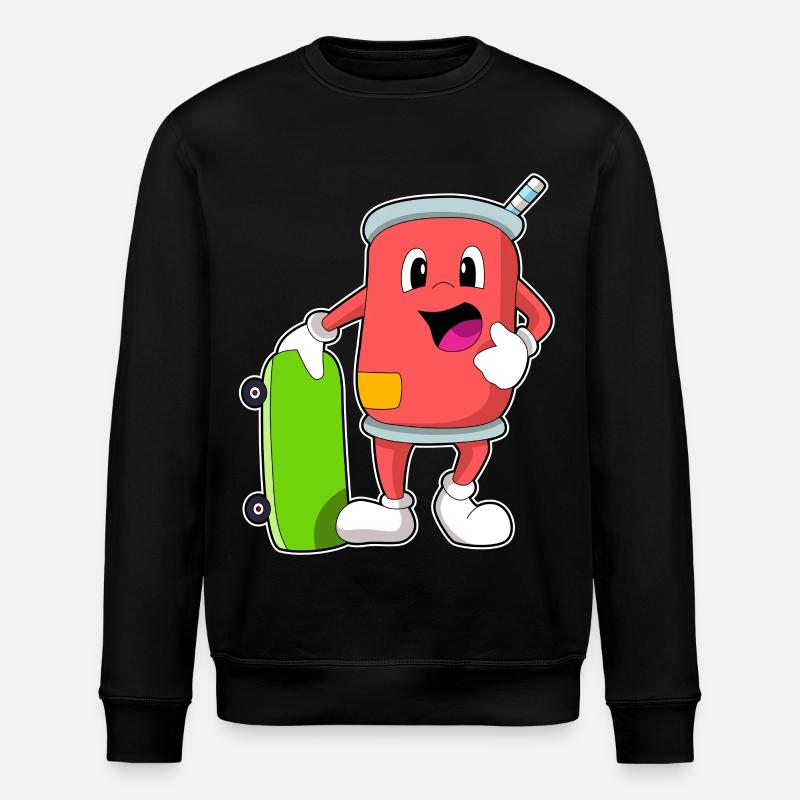 Dose als Skater mit Skateboard - Stanley/Stella Unisex Bio-Sweatshirt ROLLER - Schwarz