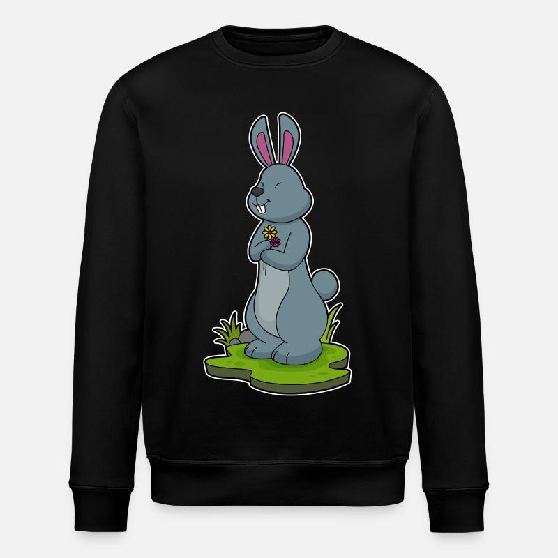 Hase Blumen - Stanley/Stella Unisex Bio-Sweatshirt ROLLER - Schwarz