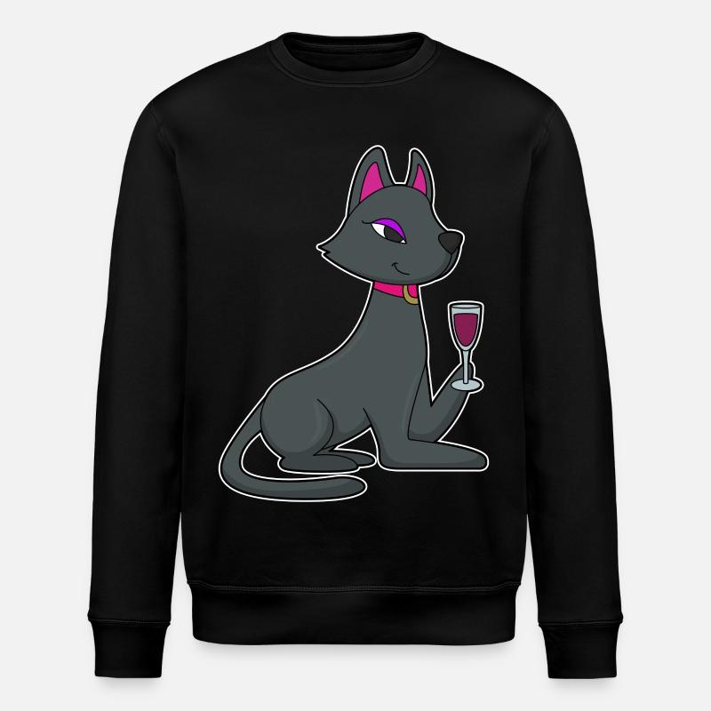 Katze Rotwein - Stanley/Stella Unisex Bio-Sweatshirt ROLLER - Schwarz