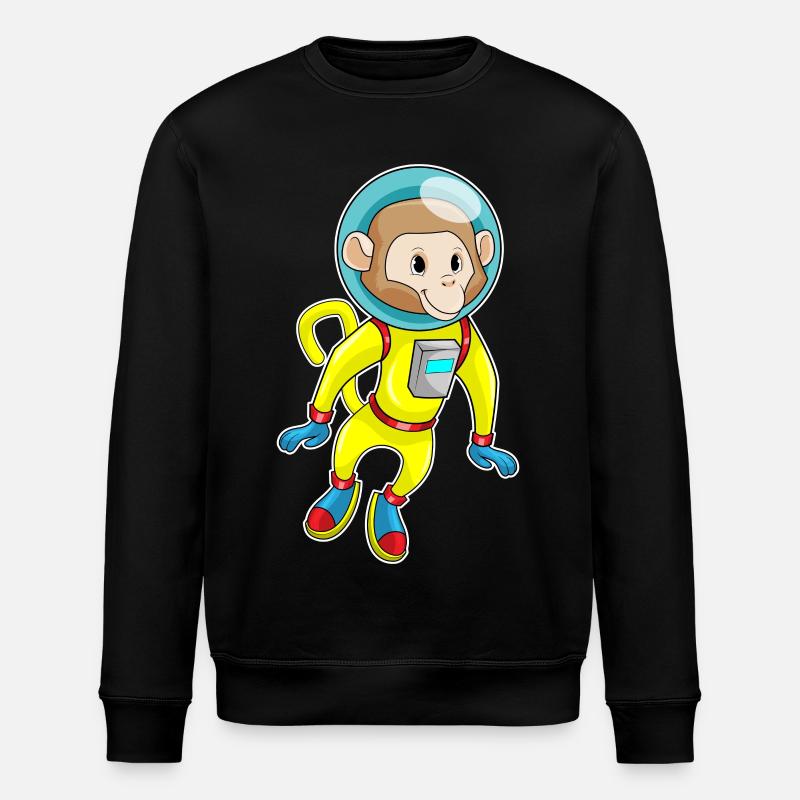 Affe als Astronaut - Stanley/Stella Unisex Bio-Sweatshirt ROLLER - Schwarz