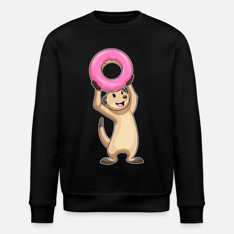 Erdmännchen mit Donut - Stanley/Stella Unisex Bio-Sweatshirt ROLLER - Schwarz