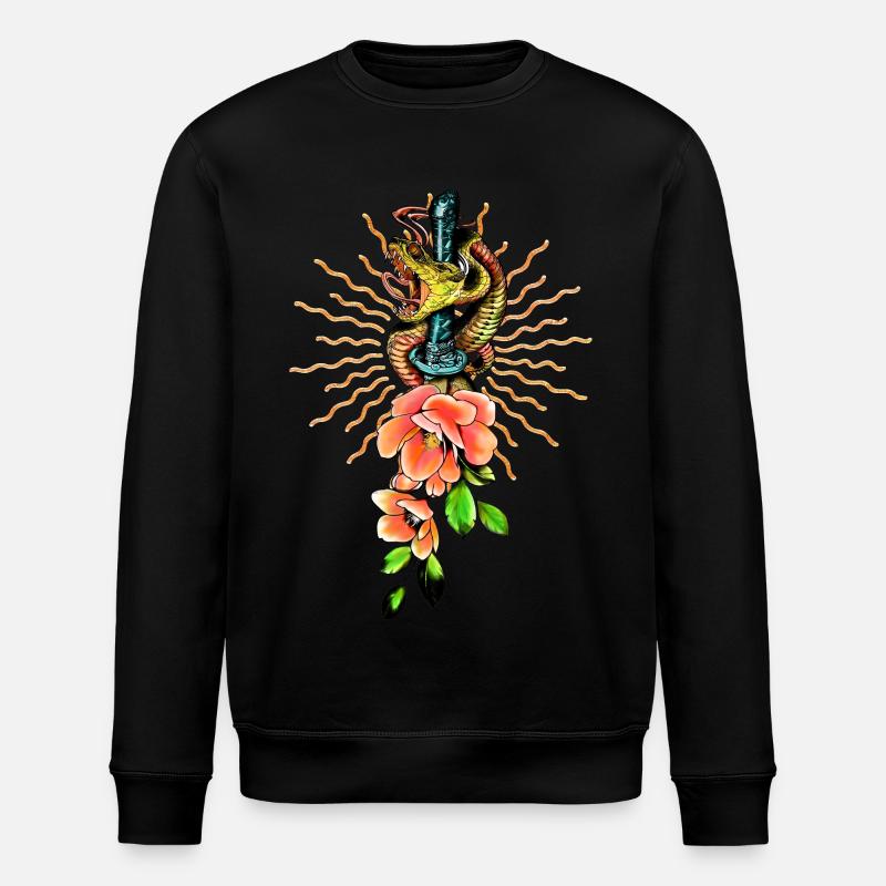 Atemberaubende Schlange mit Blumen. - Stanley/Stella Unisex Bio-Sweatshirt ROLLER - Schwarz