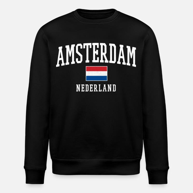Amsterdam NL Flag Design - Stanley/Stella ROLLER Unisex Organic Sweatshirt - black