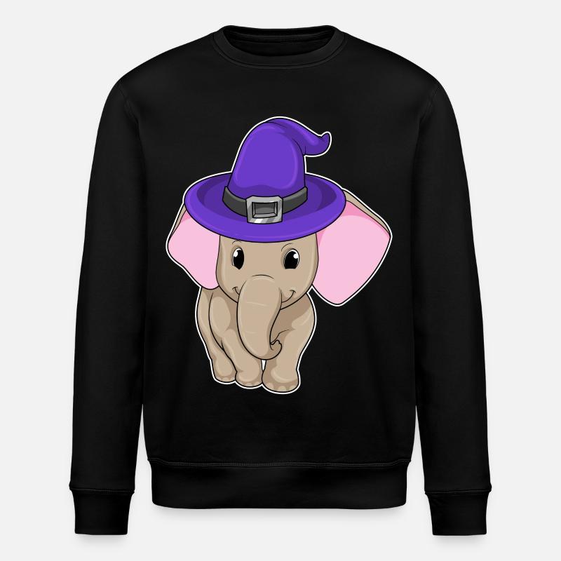 Elefant als Zauberer - Stanley/Stella Unisex Bio-Sweatshirt ROLLER - Schwarz