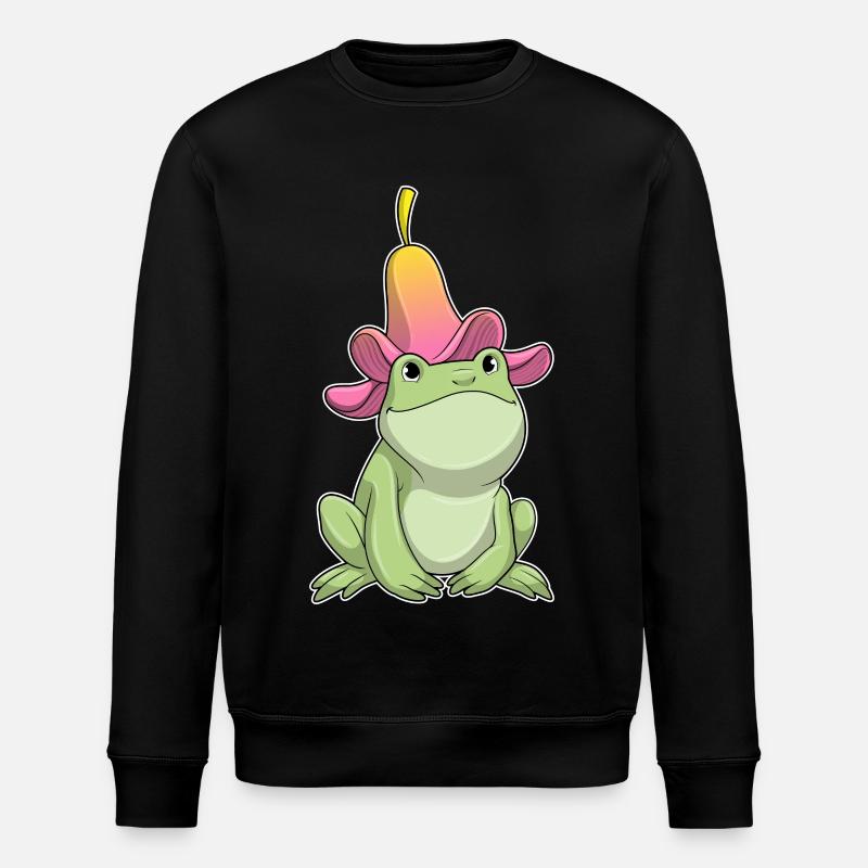 Frosch mit Plumeria - Stanley/Stella Unisex Bio-Sweatshirt ROLLER - Schwarz