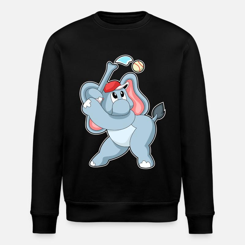 Elephant Baseball - Stanley/Stella ROLLER Unisex Organic Sweatshirt - black
