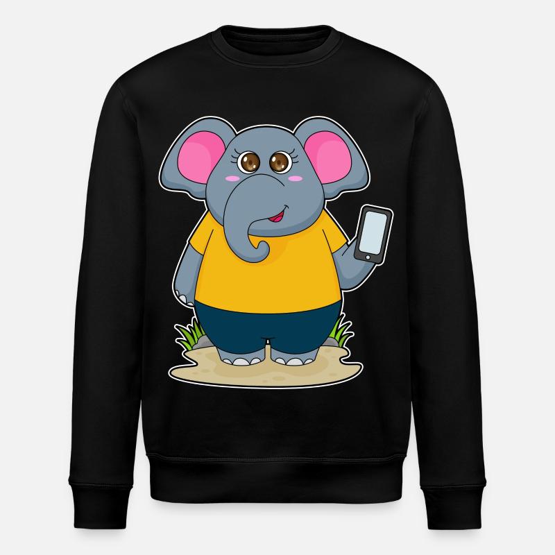Elephant Smartphone - Stanley/Stella ROLLER Unisex Organic Sweatshirt - black